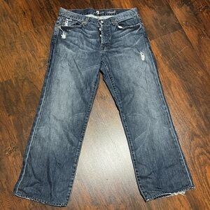7 FOR ALL MANKIND “Relaxed” button fly distressed jeans size 34/29 *altered GUC